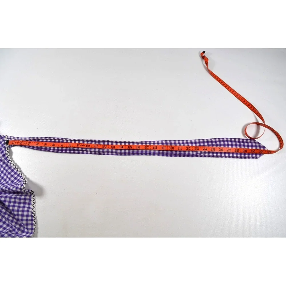 Vintage MCM 60s Half Apron Purple‎ & White Gingham Smocked Pocket Waist Band 20